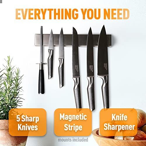 7 komada kuhinjski kuharski nož sa magnetskom trakom i oštrim - profesionalnim oštrim noževima za kuhanje od