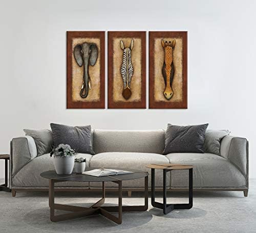 Zlove 3 komada apstraktne afričke životinje zidna Umjetnost žirafa Zebra i Slon Vintage afrički