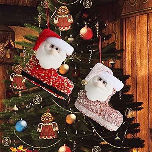 GFDFD 2kom / Set 3d Božić čarapa dekor igračka šljokicama čizme drveće viseći ukrasi Home Party