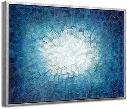 3d Teal apstraktna slika uokvirena: mornarička teksturirana slika umjetnička djela u Gradijentnoj boji moderna