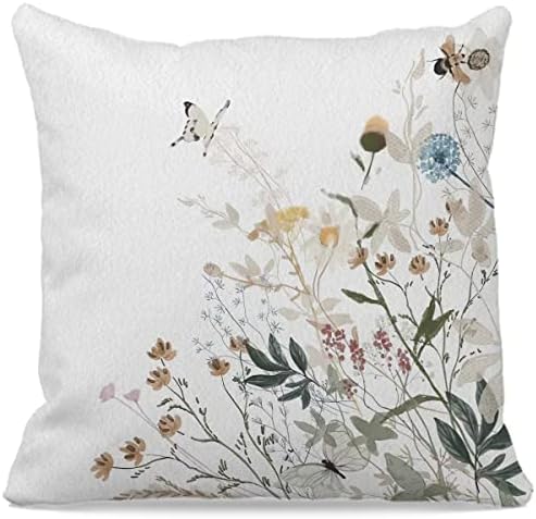Oflich wildflower s jastukom od leptira i pčelinji jastuk 18 × 18, elegantan akvarel botanički