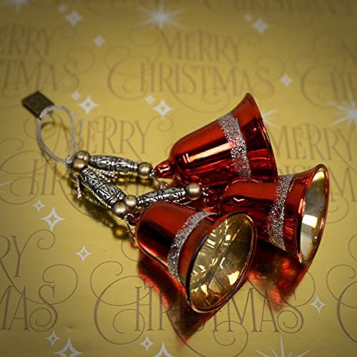 TG, LLC Treasure Gurus Viseće crveno blistavo zvono Božić Ornament Ornament Topper Rustic Vintage Xmas