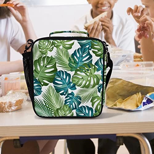 Izolovana torba za ručak zeleno plavo palmino lišće za žene djevojčice Cooler torba sa naramenicom,kutija