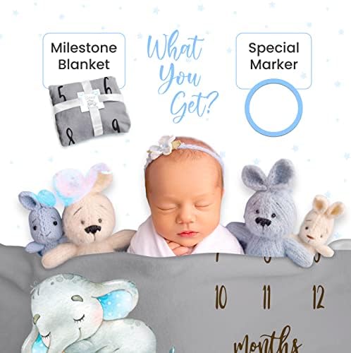 Paishanas Baby Monthly Milestone Blanket Boy, Premium Extra Soft Fleece, fotografija pozadina za novorođenče