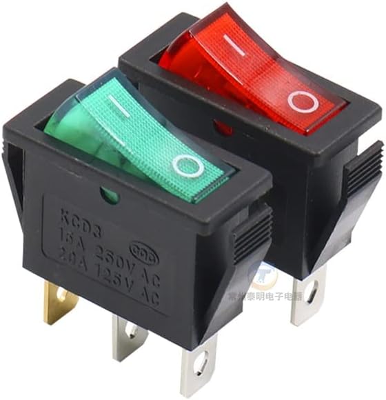 100 kom 3 pin spst crvena neonska svjetlost na / isključena Rocker prekidač AC 250V / 10A 125V / 15A