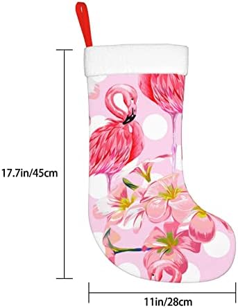 Austenstern Božićne čarape Flamingo Pink Bird Polka Dot dvostrani kamin Viseći čarape