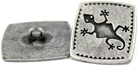 Bezelry 10 komada Gecko pravokutni antikni srebrni metalni nosač u boji. 24mm x 21mm