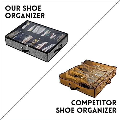 Luxeroots Dizajn ispod obveza Organizator za pohranu cipela od 2 odgovaraju ukupno 24 para Organizator cipela ispod posude za pohranu s čišćem poklopcem ojačane ručke i jakim zatvaračem. UTBSO-0001, crna