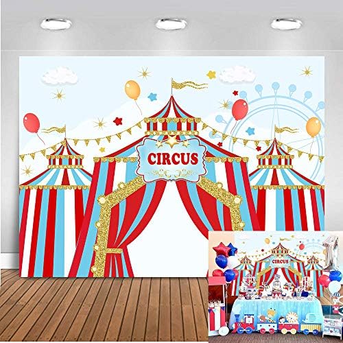 Art Studio Circus Carnival tema fotografija za rođendansku zabavu za djecu pozadina plavo nebo crveno