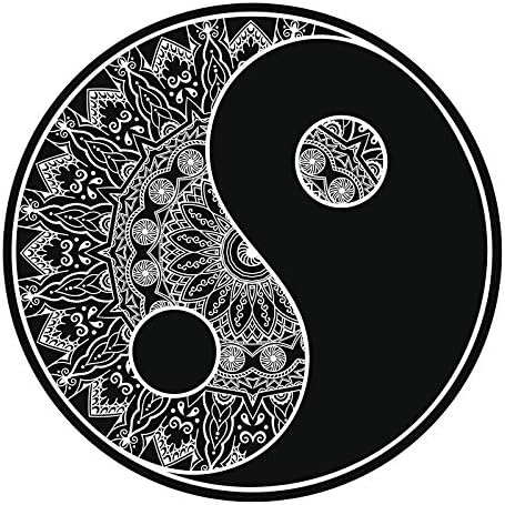 EW dizajnira crno-bijeli mandala cvjetni uzorak yin yang simbol ikona 2 vinil naljepnica odbojnika