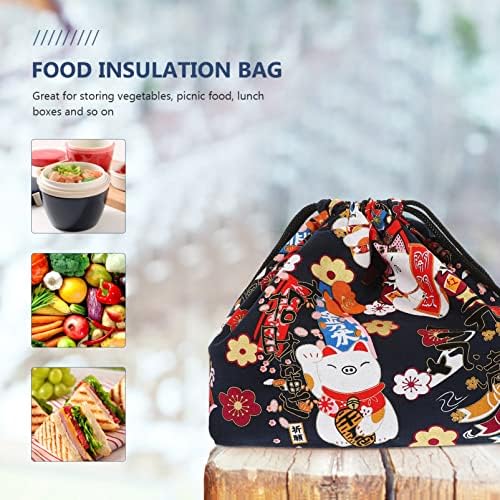 Healeved 2kom japanski stil ručak torba Drawstring ručak torba za višekratnu upotrebu Bento Box torba za ručak