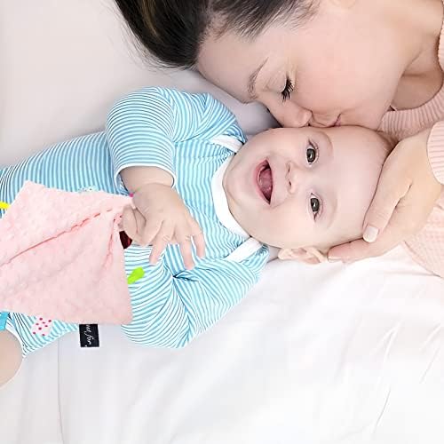 XIAOMUWU Tag sigurnosne ćebad za bebe, senzorno umirujuće ćebe za bebu od 3-12 meseci, meke Minky Loveys igračke