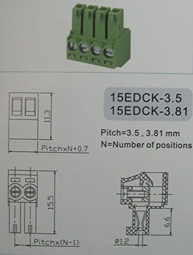 15 kom 2pin/way Pitch 3.5 mm konektor za vijčani terminalni blok zelene boje priključni tip sa ravnim