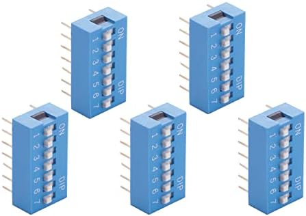 Fielect 5kom plavi DIP prekidač horizontalni prekidač 1-7 pozicija 2,54 mm korak za PCB ploče sa