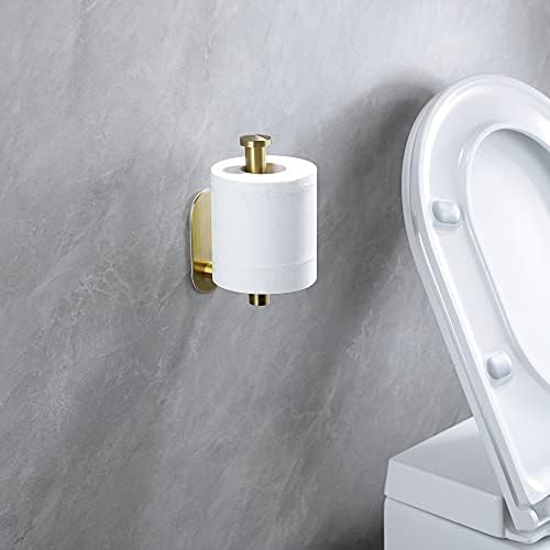 Yigii ljepljivi držač toaletnog papira - brušeni mesing držač toaletne role drži se na zidu za kupatilo, SUS 304
