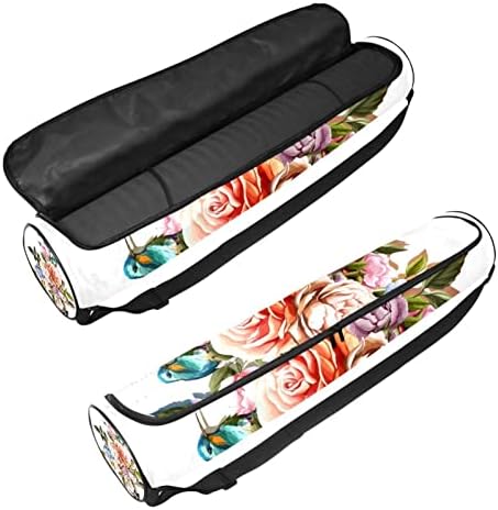 RATGDN torba za prostirku za jogu, Roses Humming Bird Exercise Yoga Mat Carrier full-Zip Yoga Mat torba za nošenje