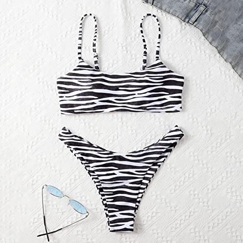 Knosfe Womens 2 kom bikini set špagetti remen Zebra Stripes Ljetni bikini kupaći kostimi za plivanje