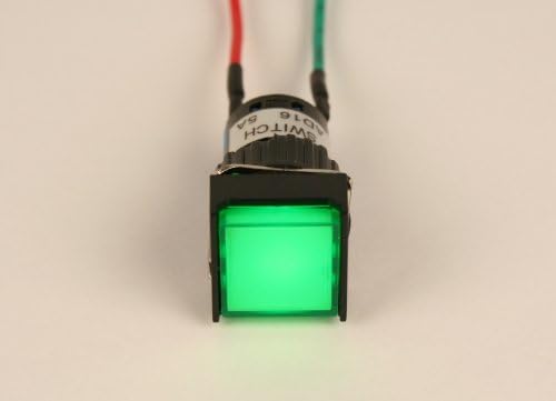 PilotLights 12 Volt DC Pilot Light, 17mm Indikator kvadratnog panela-zelena LED, 12VDC