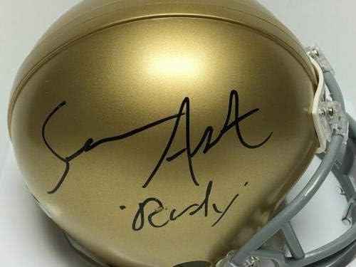 Rudy Ruettiger & Sean Astin potpisao Notre Dame Mini-kaciga Never Quit/Rudy PSA-autogramom koledž kacige