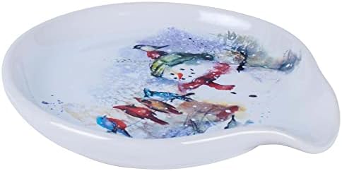 DEMDACO zimski prijatelji snjegović ptice akvarel 5,5-inčni kamen za Božić Spoon Rest