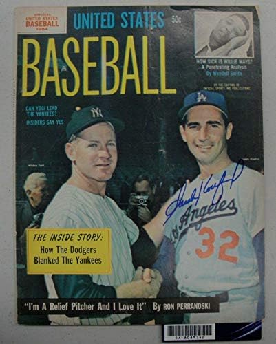 Sandy Koufax ruka potpisana autogramom zvanični Časopis za Bejzbol 1964 oa 8089742-MLB Časopisi sa autogramom