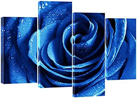 Wieco Art plava ruža sa Rosom platnena zidna Umjetnost apstraktne romantične slike cvijeća slike