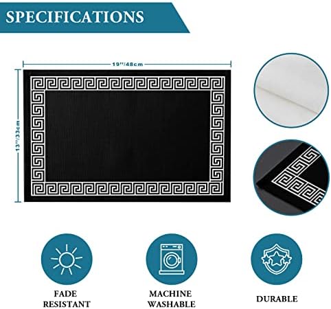 Placemats Geometrijski grčki ključ Dizajn Dizajn Mjeđa za trpezariju Tabela za večeru Crna oprema za pranje