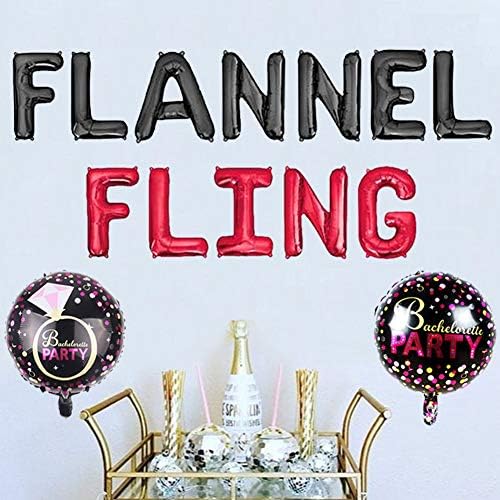 Geloar Flannel Fling Balloons Banner, Flannel Fling prije prstena planinskih glampiranja Bachelorette Flannels