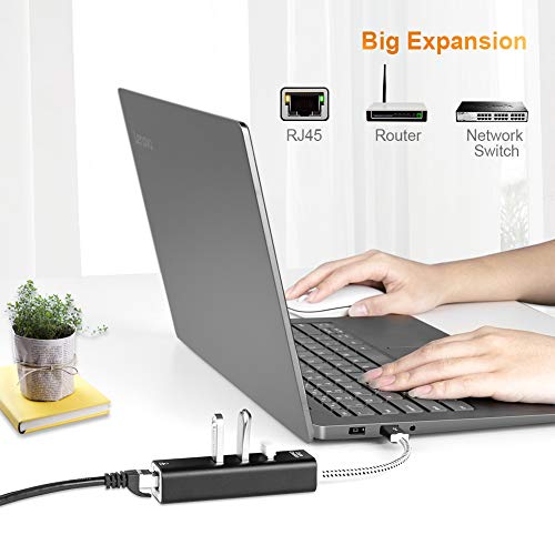 Paket - 2 predmeta: 3-port USB 3.0 Ethernet adapter + kablentra USB C do USB kabla 3,3ft