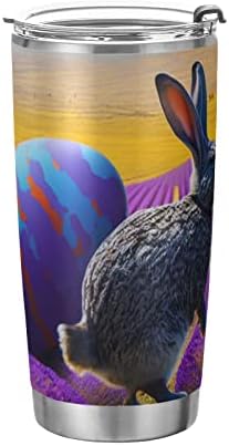 Uskršnji zec i jaja Lavanda 20oz Tumbler boca sa poklopcem i slamom izoliranim kava vakuumskih šalica