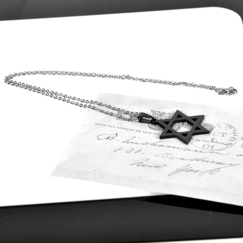 Zvijezda Magen David ogrlica za žene muškarci crni heksagram jevrejske ogrlice za dječake djevojčice