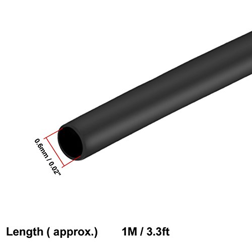 Uxcell cijevi za toplinu, 0,6 mm Dia 2: 1 Toplinska omotana zamotavanje kablovskog rukava za toplotnu cijev 1m