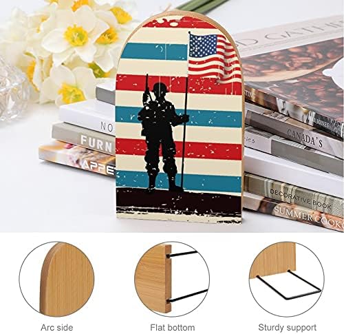 American Soldier and American Flag Book završava za police drveni držač za knjige za teške knjige