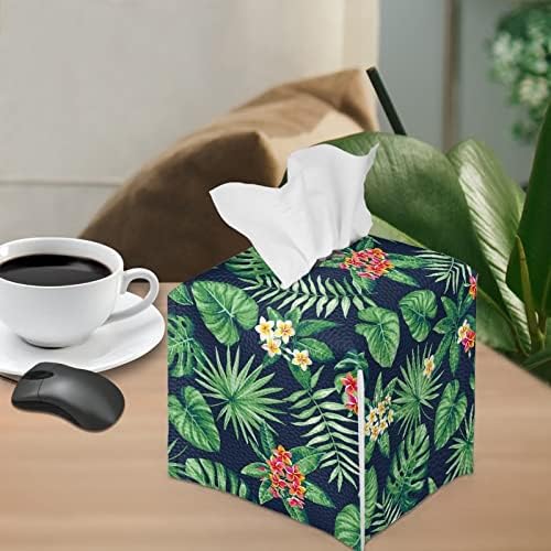Jeocody Square Tissue box Holder Organizator Hawaiian Palm Leave kožna kutija za tkivo lica poklopac za kupatilo
