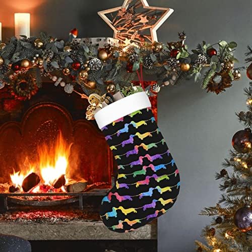 Austenstern Božićne čarape akvarel Daschund pas dvostrani kamin Viseći čarape