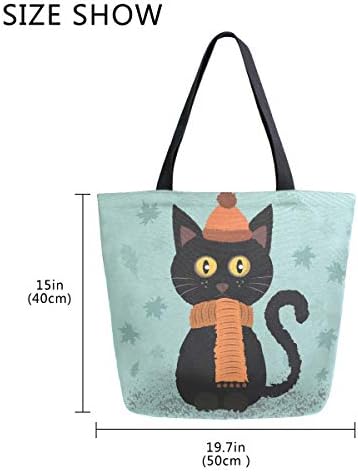 ALAZA Hello Fall slatka krznena mačka u marami Platnena torba za žene Travel Work Shopping trgovina