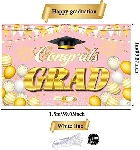 Diplomirana fotografija pozadina za dekoracije za zabave klasa 2023. ružičasto i zlatno bijele čestitke
