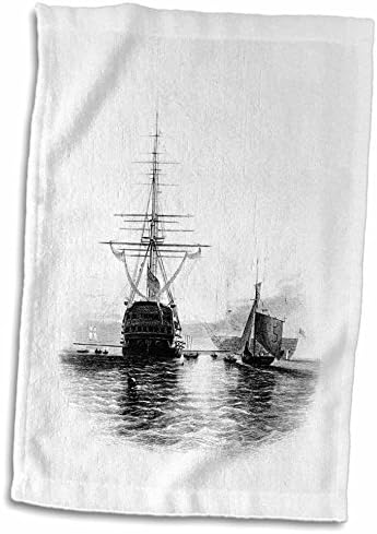 3Droza ploča za florene - skica 1800s Engleski ratni brod Spitead - Ručnici