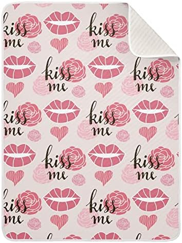 Swaddle pokriva sretan zaljubljeni ružin usne poljubi me na kronu pamučna pokrivačica za dojenčad, primanje