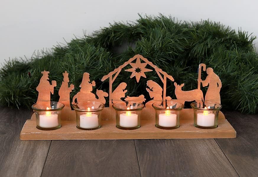 Drveni Set Svijećnjaka Za Rođenje Rustikalni Adventski Božićni Dekor