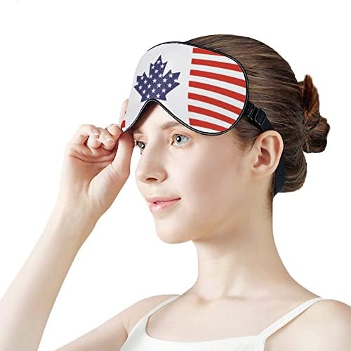 Američka kanadska zastava smiješno spavanje maska ​​za oči meka navlaka za oči s podesivim noćnim