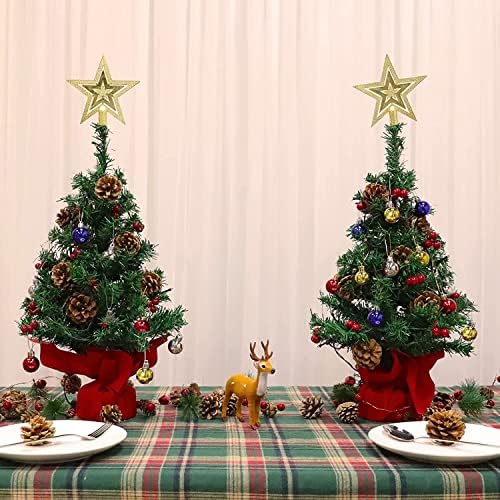 [2 Pakovanje i tajmer] 24 inča / 2 Ft Rerel božićno stablo dekor 50 svjetla Star Artificial Xmas