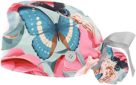 Kigauru 2 Pakirajte radne kape sa duksevima za žene, ružičasto cvijeće Ponytail torbica Buffant šešir