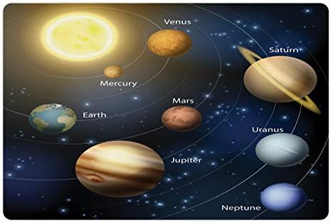 Ambesonne nauka pet Mat za hranu i vodu, realna ilustracija Sunčevog sistema sunce planeta orbitu Astronomija