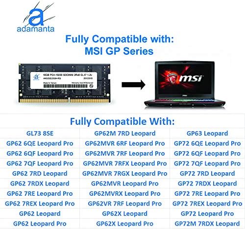 Tvornički originalni 8GB kompatibilan za MSI GP, GT, GS serija DDR4 2400MHz PC4-19200 SODIMM 2RX8 CL17 1.2V