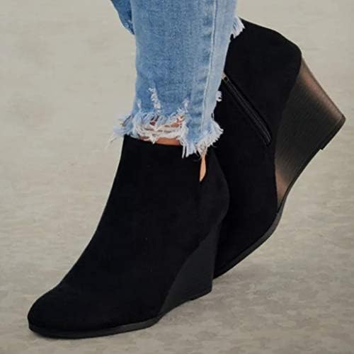 Ženske čizme za gležnjeve platforme Neklizajuće klinove cipele Suede čvrsti okrugli nožni cipele Chelsea čizme