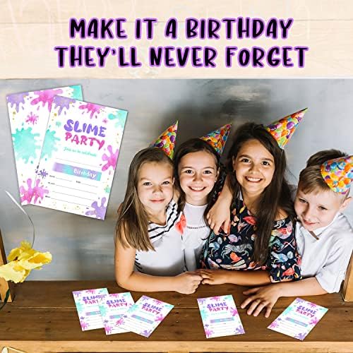 Karte za rođendan, Slime Rainbow Rođendanska zabava Pozovite, SLime Party Proslava pribor za dječake