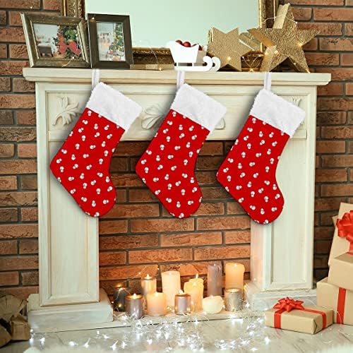 Božićne čarape Mali bijeli snjegovini božićni crveni bijeli plišani manžetni Mercerizirani baršunasti obiteljski