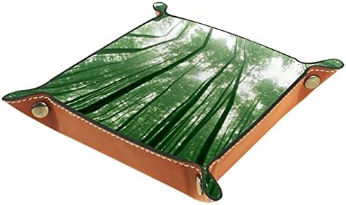 Bambusova šuma Sunshine Valet Tray Desktop Organizator pohrane PU kože Court Court Coin Novčanik