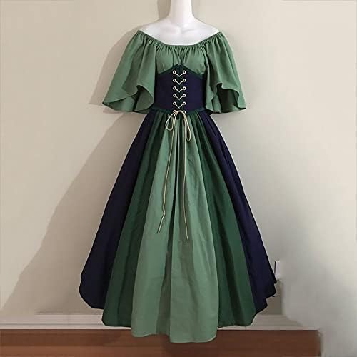 Ženske kostime za Noć vještica, Regency Corset haljine s ramena Renaissance Srednjovjekovna haljina Colorblock Vintage haljina